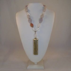 LYDELL NYC CHUNKY ACRYLIC LARGE GOLD METAL TASSEL